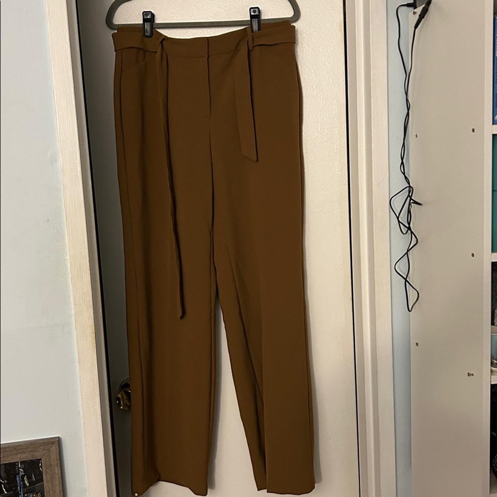 Chico's Womens Ultimate Fit Drapey Wide Leg Pants Brevity Brown Size 1 or 8 NWT